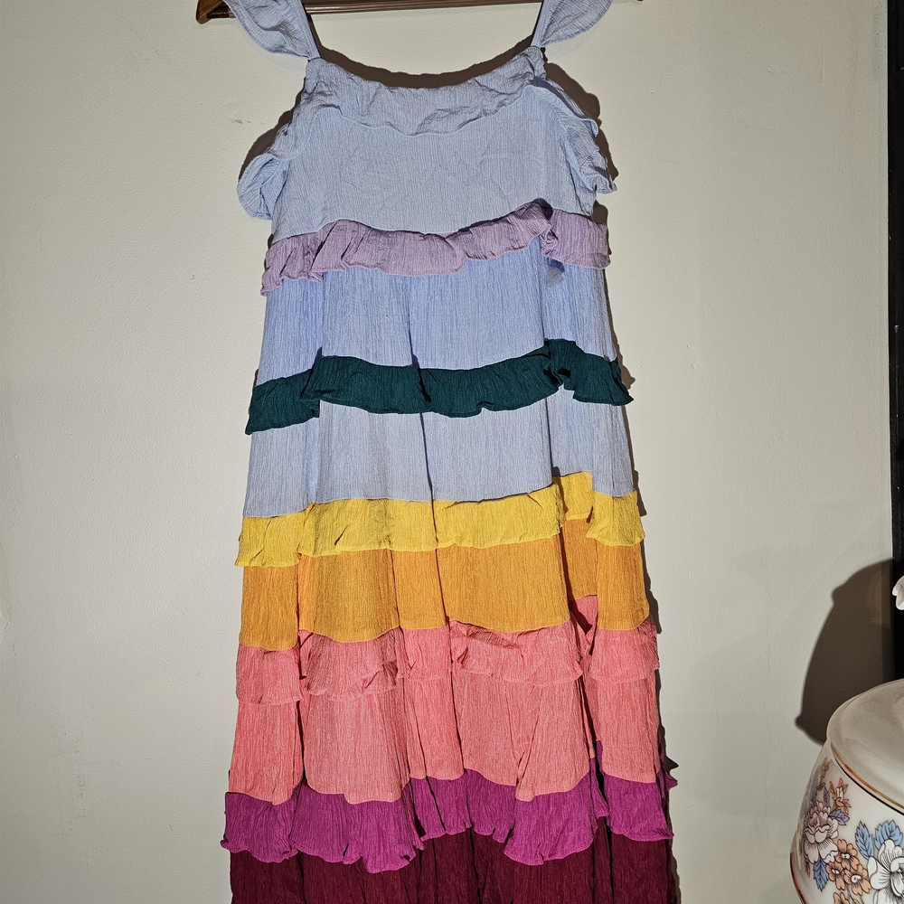 Crown & Ivy Purple Pink Tiered Ruffled Sundress